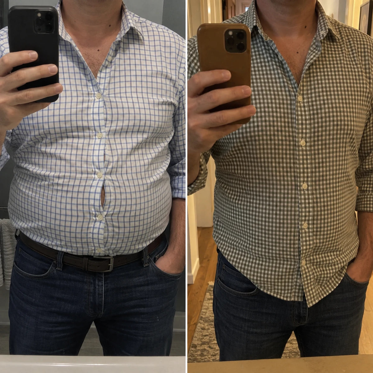 Immagine illustrativa prima e dopo: Petto e camicia
