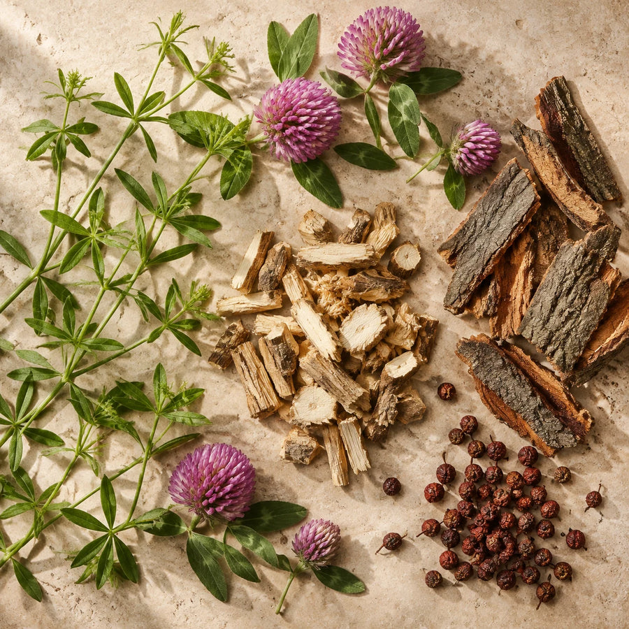 Caglio, trifoglio rosso, stillingia e frassino spinoso